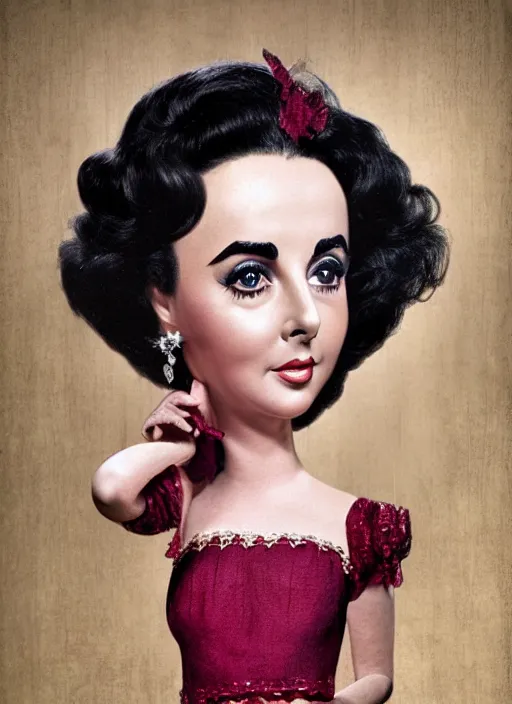 Image similar to elizabeth Taylor as a mark ryden doll, detailed digital art, trending on Artstation