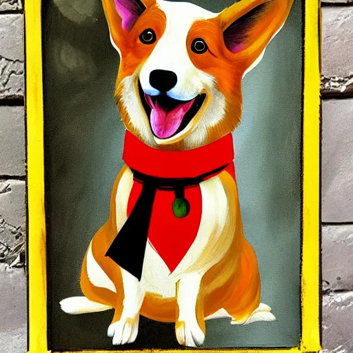 Prompt: corgi dog as communist dictator painting, soviet propagandy style