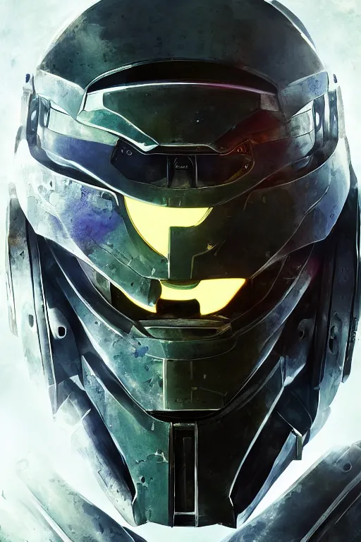 Image similar to robot ninja mask helmet halo master chief radiating a glowing aura global illumination ray tracing hdr fanart arstation by ian pesty and katarzyna da „ bek - chmiel