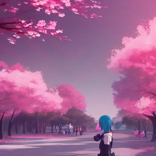 Image similar to sakura haruno, park landscape, 4k, anime key visual, lois van baarle, ilya kuvshinov, rossdraws, artstation