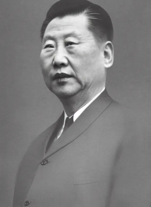 Prompt: portrait of Xi jingping in suit, classic, old photo.