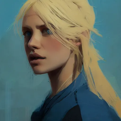 Image similar to Beautiful girl with a blond hair and blue eyes profile picture by Greg Rutkowski, asymmetrical, Organic Painting , Matte Painting, geometric shapes, hard edges, street art, trending on the artstation, realistic:2 by Sachin Teng:4, blur: -4