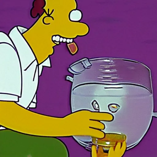 Prompt: disturbing claymation of homer simpson drinking a gallon of milk