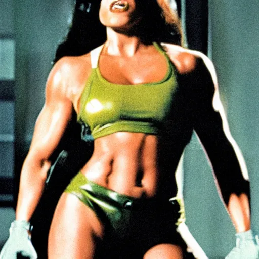 Image similar to promotional photo of she-hulk as a cop in the movie Heat (1995), movie still,