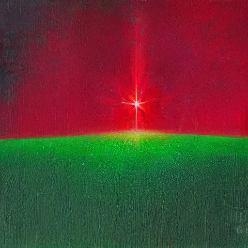 Image similar to a prism shining green and red, fantasy painting