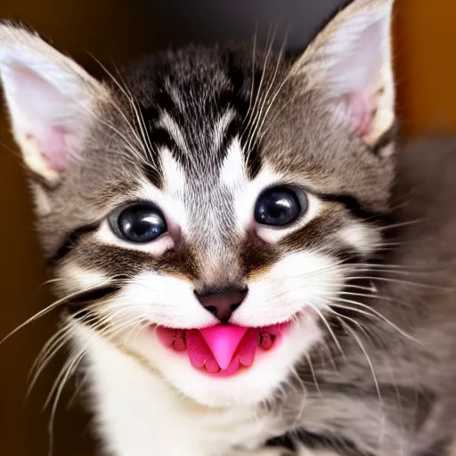 Image similar to kitten with its tongue out