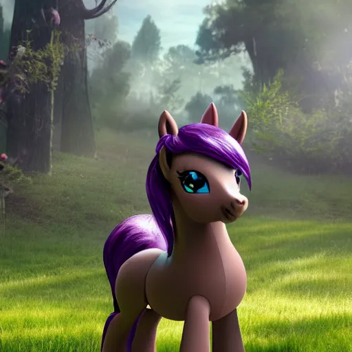 Image similar to humanoid little pony in real life, full body, octane render, ultra detail, ultra realistic, android 8 k