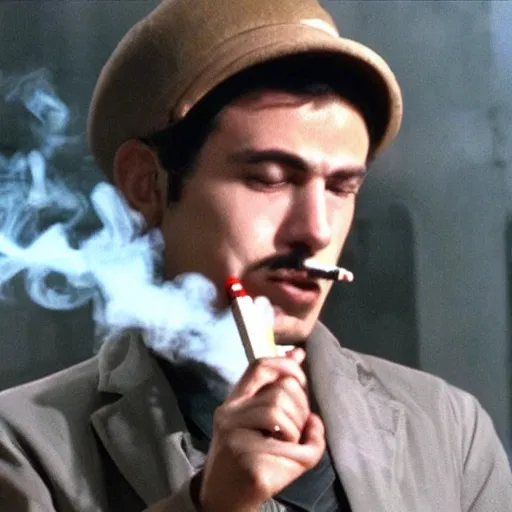 Prompt: mario smoking a cigarette in the film persona 1 9 6 6