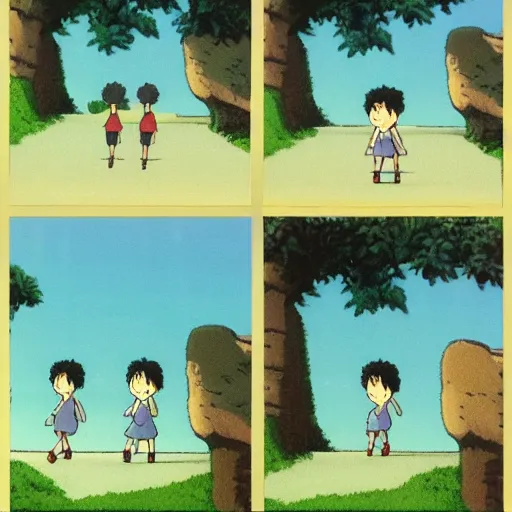 Image similar to frame to frame animation of a run cycle by studio ghibli