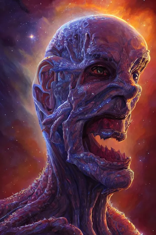 Prompt: beautiful oil painting with high detail of a wise Space ent made of stars and plasma, hybrid from dungeons and dragons and art direction by James Cameron ;by artgerm; wayne reynolds art station; cinematic quality character render; low angle; ultra high quality model; production quality cinema model; Fleshless