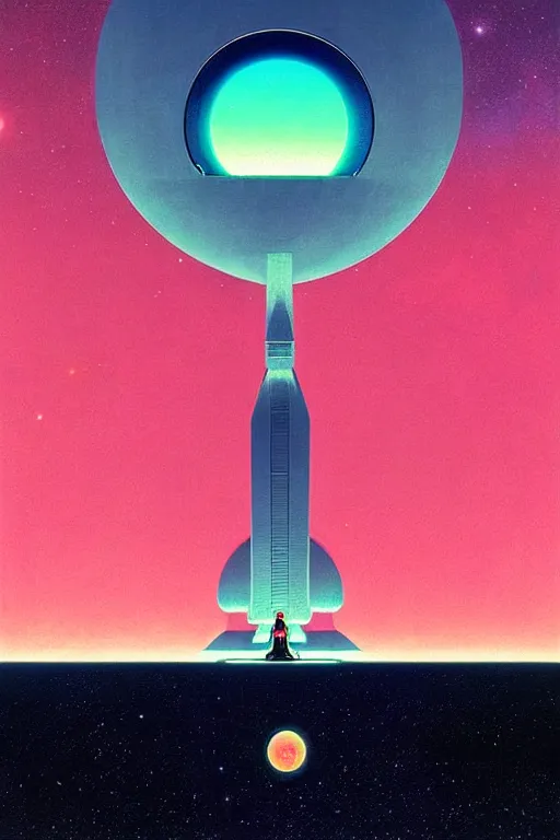 Image similar to galactic space council, edward hopper and james gilleard zdzislaw beksisnski higly detailed