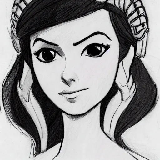 Image similar to milt kahl sketch of victoria justice as princess padme from star wars episode 3