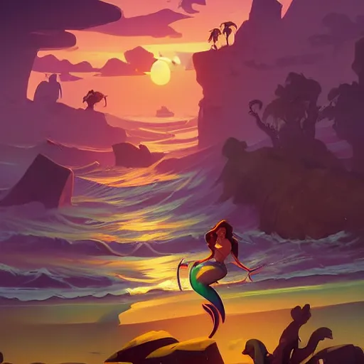 Image similar to painting mermaid treasure on sea of thieves game avatar hero smooth face median photoshop filter cutout vector, behance hd by jesper ejsing, by rhads, makoto shinkai and lois van baarle, ilya kuvshinov, rossdraws global illumination