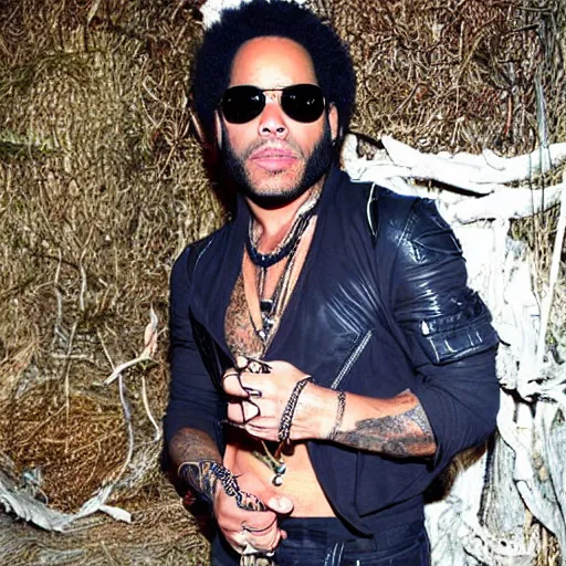 Image similar to photo of lenny kravitz annd his kawaii ninja rabbits