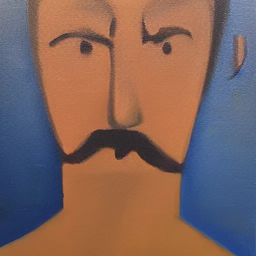 Prompt: an abstract minimalist oil painting. portrait of a man, unknown artist. oil on panel.