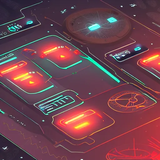 Image similar to sci-fi interface of a spaceship, sharp details, glowing icons, behance