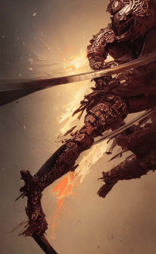 Image similar to samurai flaming katana, front game card, drark, marvel comics, dark, intricate, highly detailed, smooth, artstation, digital illustration by ruan jia and mandy jurgens and artgerm and wayne barlowe and greg rutkowski and zdislav beksinski