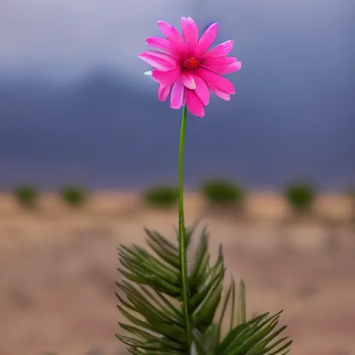 Prompt: a flower in a desert, professional photo