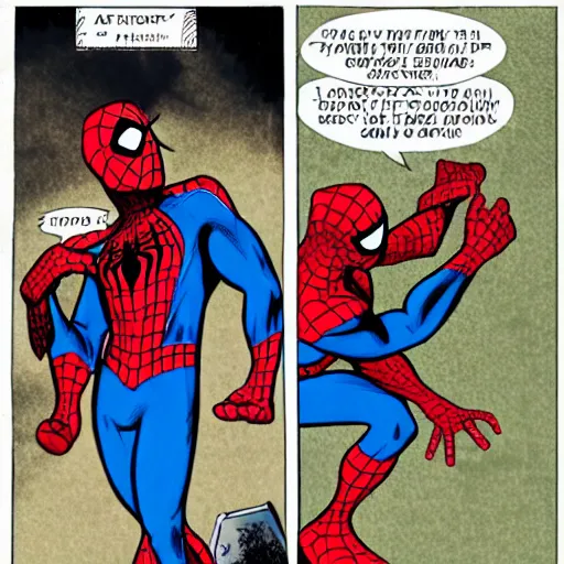 Image similar to spider-man giving a sermon, comic book art