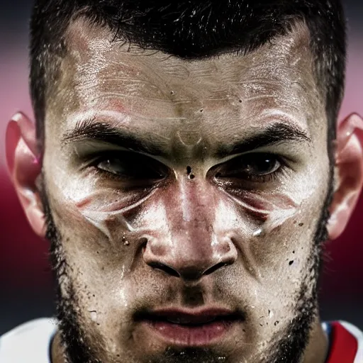 Prompt: ultra - photorealistic, manchester united player cried after degradation, intricate details, sharp focus, perfect baroque like real project, symmetrical realistic, perfect face and anatomy ultra - details, 4 k, uhd, beautiful random content position.