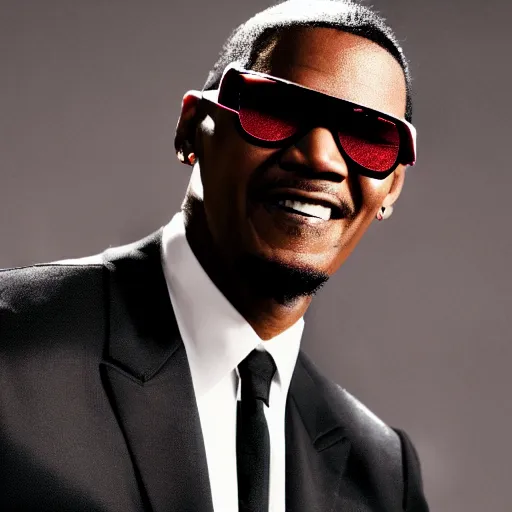 Prompt: the next best jamaican riddims dub trap phonk album cover, jamie foxx as ray charles movie