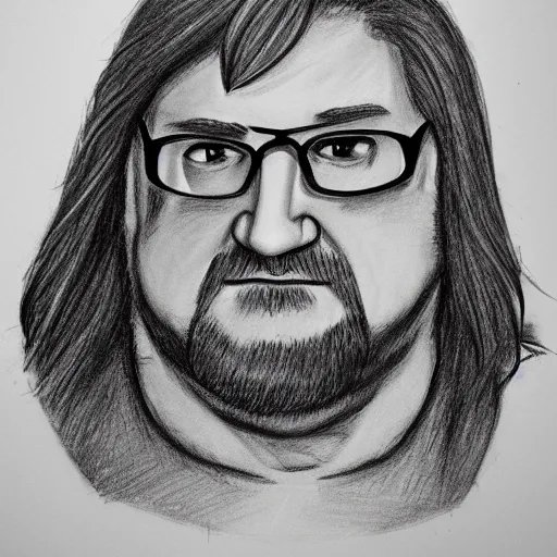 Prompt: highly detailed pencil sketch of a muscular Gabe Newell
