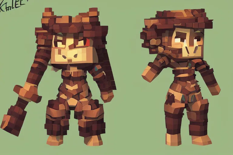 Prompt: Hytale Kweebec, Concept Art, Quality detailed sketch, cute blocky character