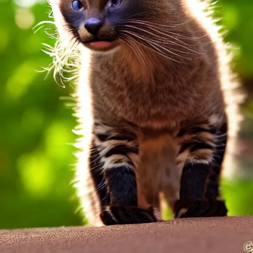 Image similar to a feline honeybadger - cat - hybrid, animal photography