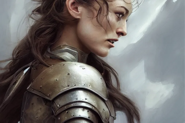 Image similar to a finely detailed portrait of Olivia Wilde, clothed in battle armor, olive skin, long dark hair, beautiful bone structure, symmetrical facial features, intricate, elegant, digital painting, trending on Artstation, concept art, smooth, sharp focus, illustration, from Metal Gear by Ruan Jia and Mandy Jurgens and Artgerm and Greg Rutkowski and william-adolphe bouguerea, award winning