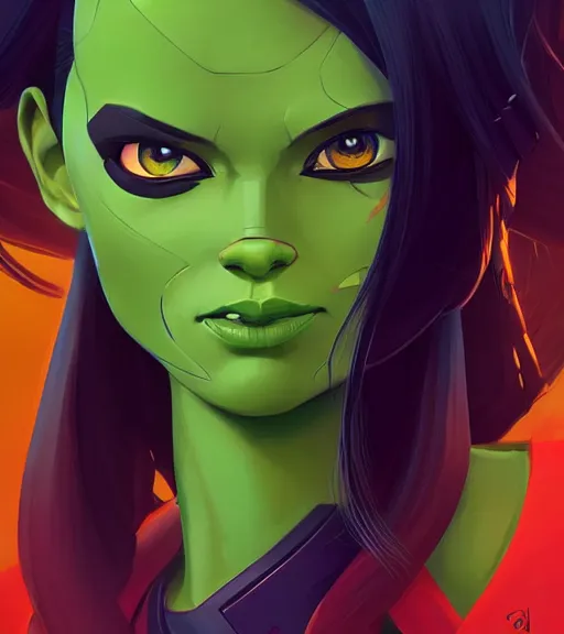 Image similar to face icon stylized minimalist gamora, loftis, cory behance hd by jesper ejsing, by rhads, makoto shinkai and lois van baarle, ilya kuvshinov, rossdraws global illumination