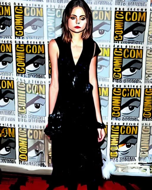 Image similar to style of tom lovell : : gorgeous willa holland : : evil witch, swirling black magic, black dress : : symmetrical face, symmetrical eyes : : full body pose : : gorgeous black hair : : magic lighting, low spacial lighting : :