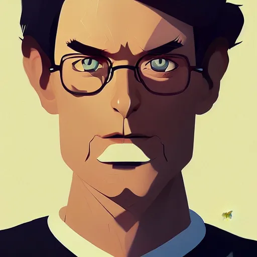 Image similar to face icon stylized minimalist michael crichton, loftis, cory behance hd by jesper ejsing, by rhads, makoto shinkai and lois van baarle, ilya kuvshinov, rossdraws global illumination