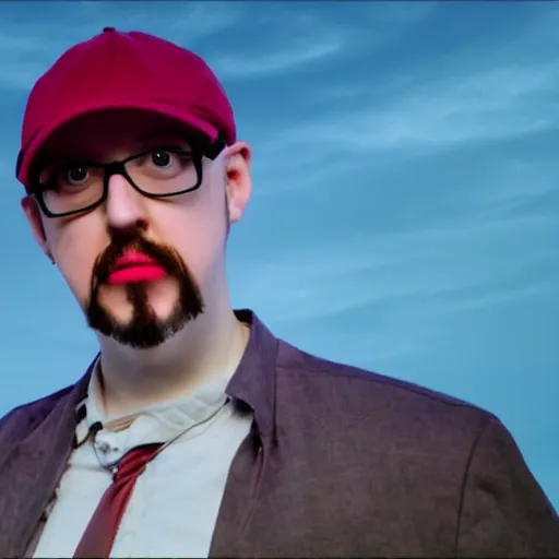 Image similar to Doug Walker Nostalgia Critic is god in heaven, dramatic lighting, photograph, bright