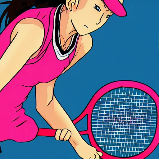 Image similar to A girl playing tennis, Japanese anime style, BREAK BACK style, drawn by KASA