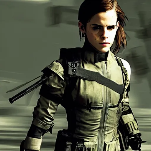 Image similar to emma watson wearing metal gear armor dramatic lighting cinematic cinematic lighting by Richard Schmid by Yoji Shinkawa by greg rutkowski