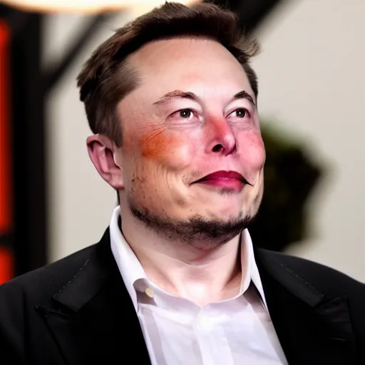 Image similar to elon musk wearing orange facepaint