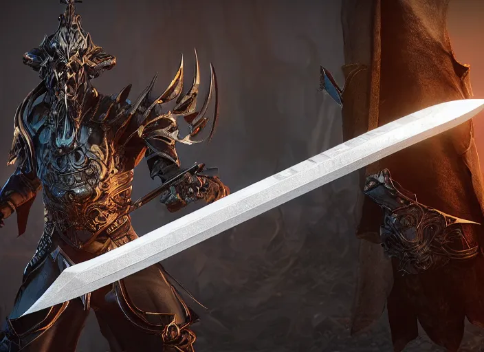 Image similar to An epic fantasy sword with necromantic energies, unreal 5, , octane render, cosplay, RPG portrait, dynamic lighting