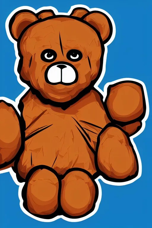 Image similar to in the style of a vector e-sports sticker portrait of an evil teddy bear, highly detailed, colourful, 8k wallpaper