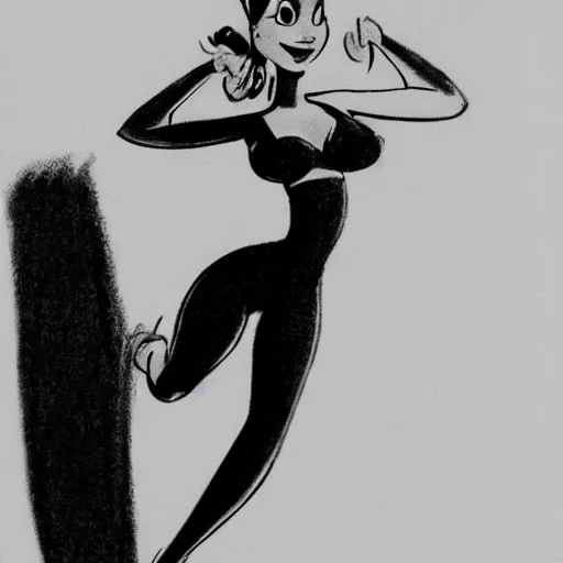 Image similar to milt kahl sketch of thick cuban girl wearing black yoga pants