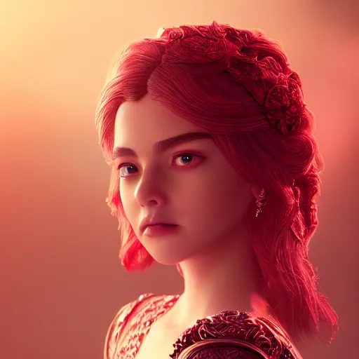 Image similar to portrait of wonderful princess of ruby with fair skin, ornate 8 k gorgeous intricate detailed, red accent lighting, dramatic light, octane render