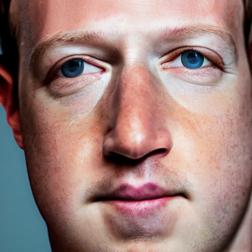 Image similar to close up portrait of mark zuckerberg, but has patches of lizard skin, 8 k, bokeh