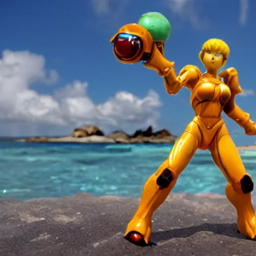 Prompt: samus aran chilling in aruba, metroid, aruba