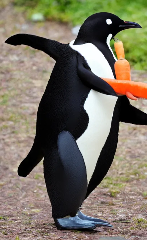 Prompt: Pinguin with a carrot