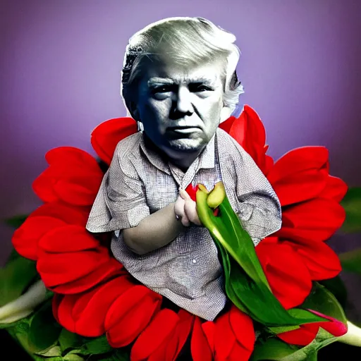 Image similar to Donald Trump in a flower, photographed by Anne Geddes