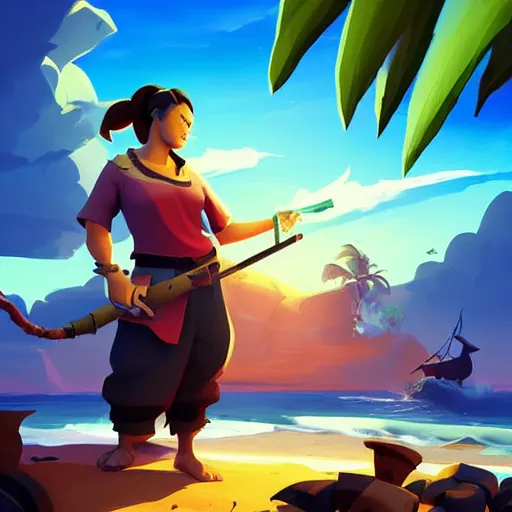 Image similar to painting treasure on sea of thieves game smooth median photoshop filter cutout vector, behance hd by jesper ejsing, by rhads, makoto shinkai and lois van baarle, ilya kuvshinov, rossdraws global illumination