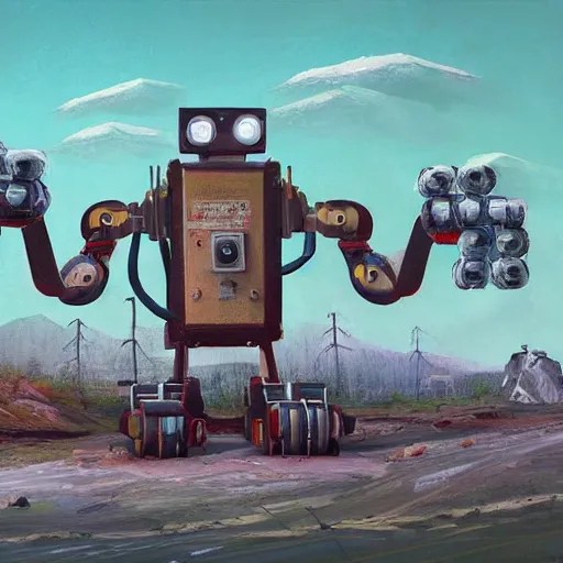 Image similar to giant quadrupedal mining robot, four legs, highly detailed body, industrial robot, photorealistic camera shot, in the style of simon stalenhag