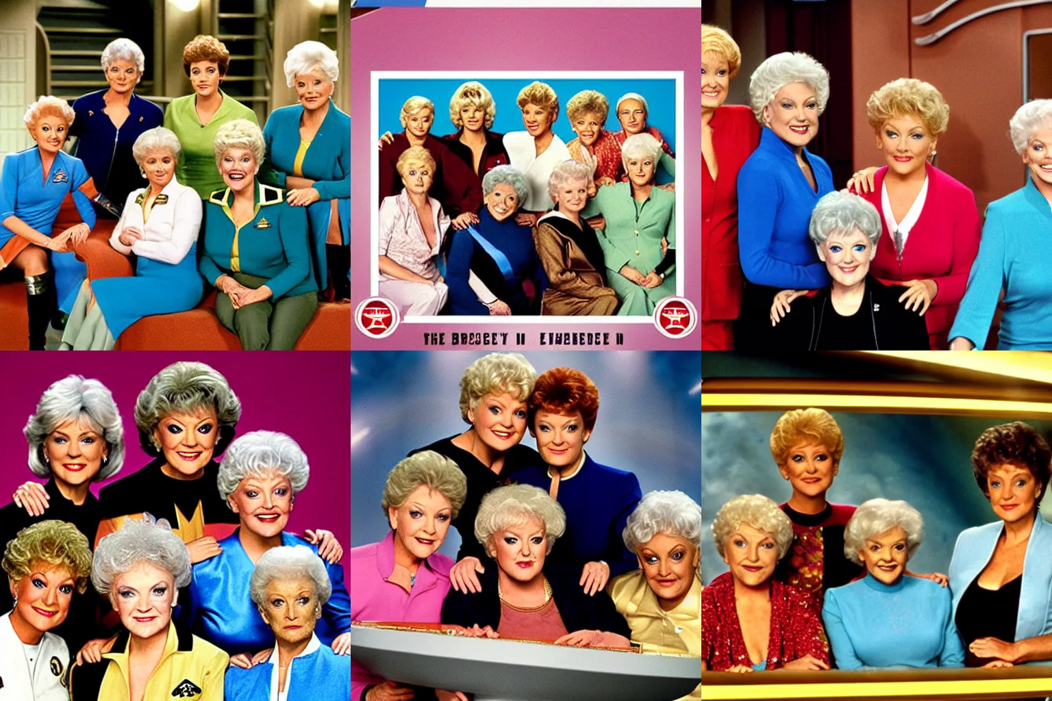 Prompt: the bridge of the starship Enterprise crewed by the Golden Girls