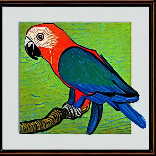 Prompt: parrot maded by van gogh