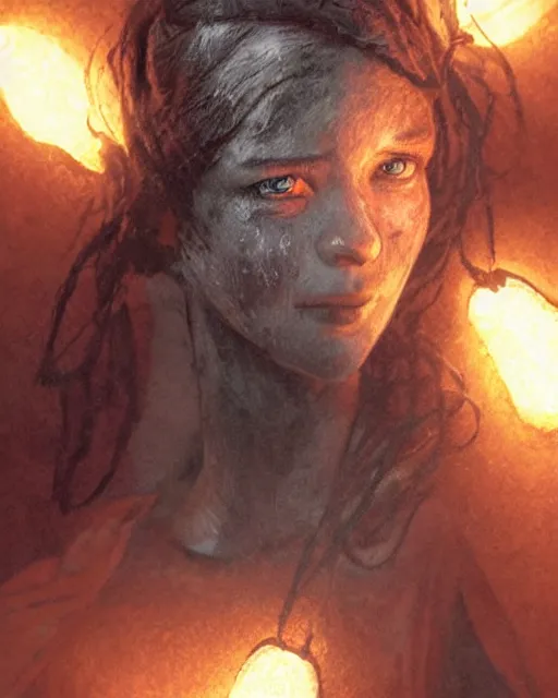 Image similar to a coalminer woman covered in coal dust in a mine lit by kerosene lamps, pioneer work, scary cave lighting, detailed face, by makoto shinkai, stanley artgerm lau, wlop, rossdraws