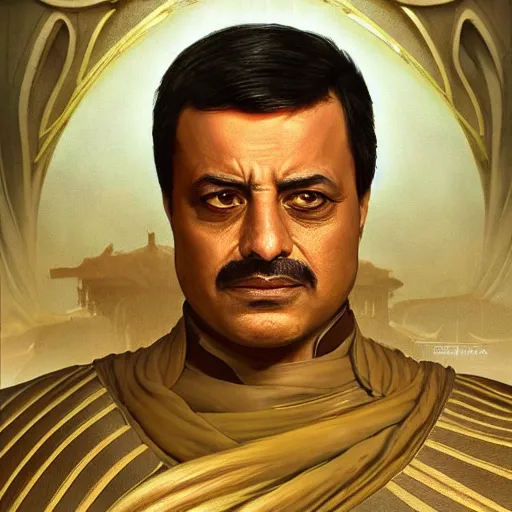 Image similar to mahmoud abbas as dune character, portrait, intricate, elegant, highly detailed, digital painting, artstation, concept art, wallpaper, smooth, sharp focus, illustration, art by h. r. giger and artgerm and greg rutkowski and alphonse mucha